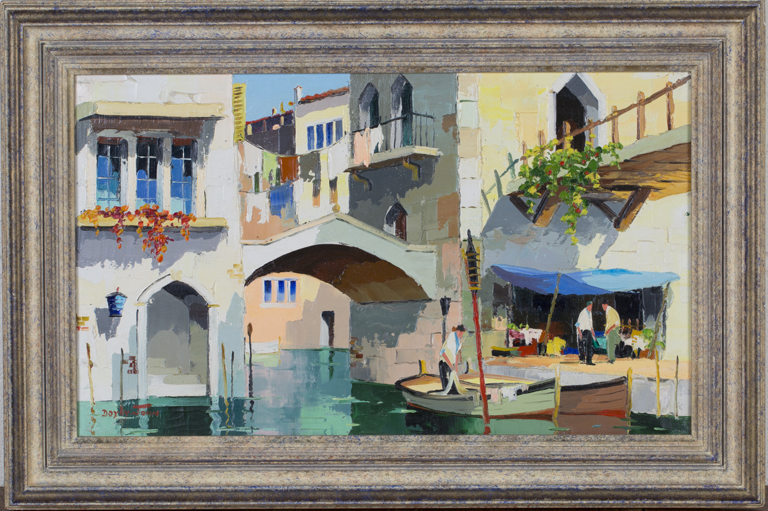 Cecil R. Doyly-John - 'The Moorings', 20th century oil on canvas, signed recto, labels and study - Image 7 of 7