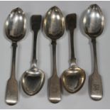 A set of five Victorian Irish silver Fiddle pattern dessert spoons, Dublin 1876 by John Smith and