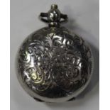 An Edwardian silver circular sovereign case, engraved with flowers and foliate scrolls, Birmingham