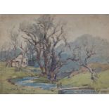 Samuel John Lamorna Birch - Lamorna Valley, watercolour, signed, inscribed and dated 1952, 18.5cm