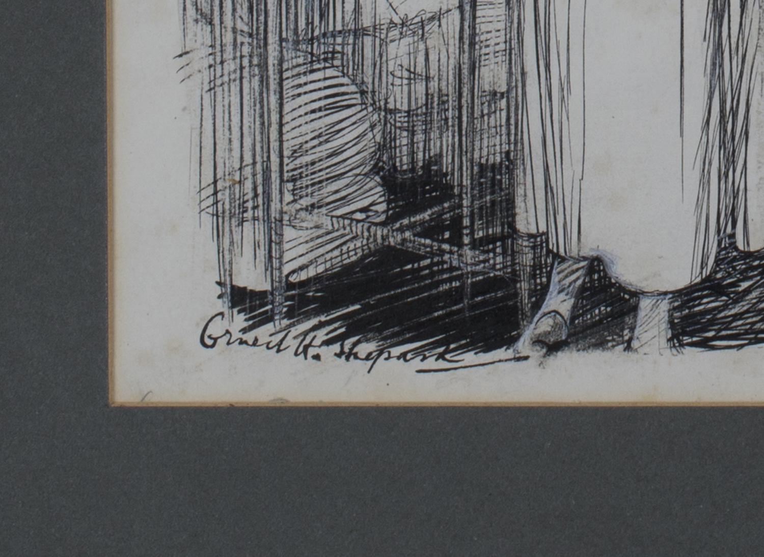 Ernest Howard Shepard - A Lady and a Housemaid in an Interior, 20th century pen and ink, signed, - Image 2 of 3