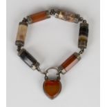 A silver mounted vari-coloured agate bracelet, probably Scottish, second half of the 19th century,