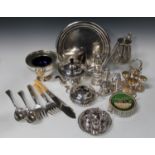 A collection of plated items, including two teapots, a pair of vases and a pair of fish servers,