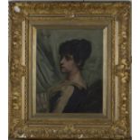 Filippo Baratti - Portrait of a Lady with a Fan, late 19th/early 20th century oil on canvas, signed,