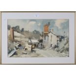 Edward Wesson - Landscape with Industrial Buildings, 20th century watercolour, signed in pencil,