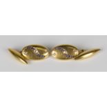 A pair of 18ct gold, sapphire and diamond cufflinks, each oval front mounted with a scrolling design
