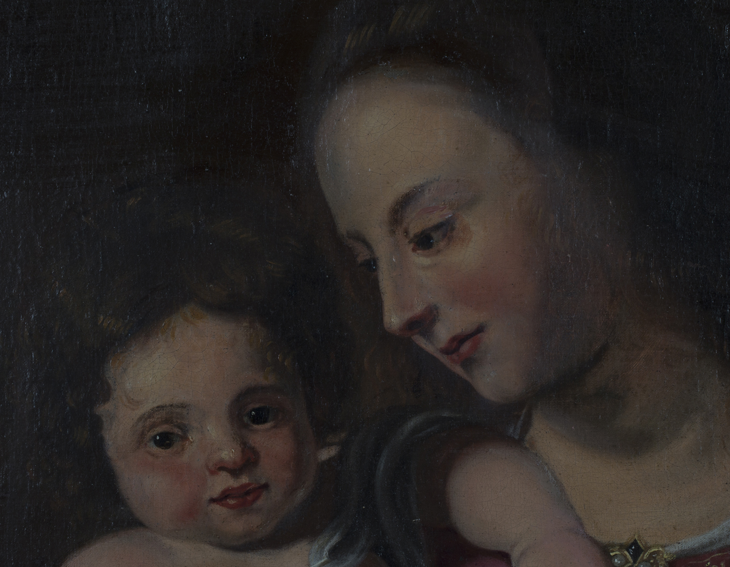 After Peter Paul Rubens - Virgin and Child, 18th century oil on canvas, 59.5cm x 47cm, within a gilt - Image 3 of 3