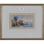 Thomas Charles Leeson Rowbotham - Italian Lake Scene, watercolour, signed and dated 1868, 8.5cm x