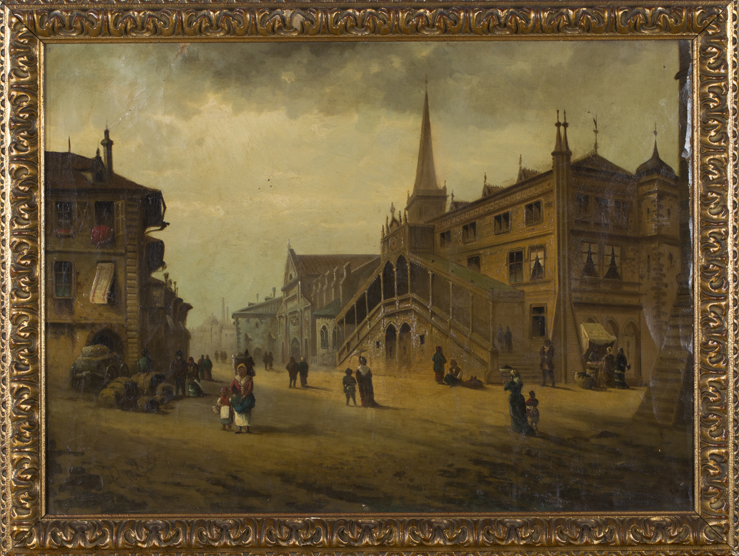 Daniel Austin - Italianate Town Scene, oil on canvas, signed and dated 1862, 48.5cm x 67cm, within a