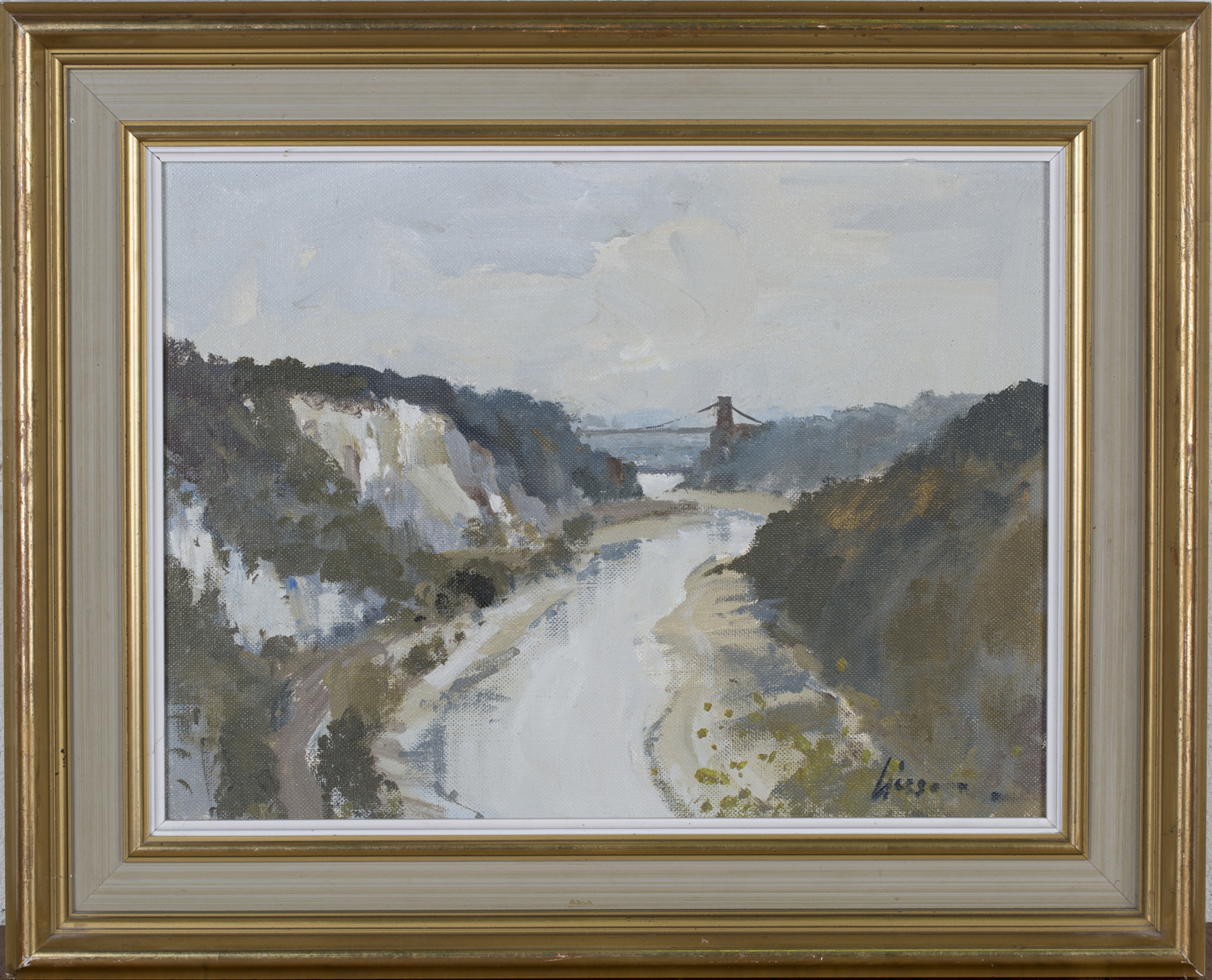 Edward Wesson - 'The Avon Gorge' (View of the Clifton Suspension Bridge, Bristol), 20th century - Image 5 of 5