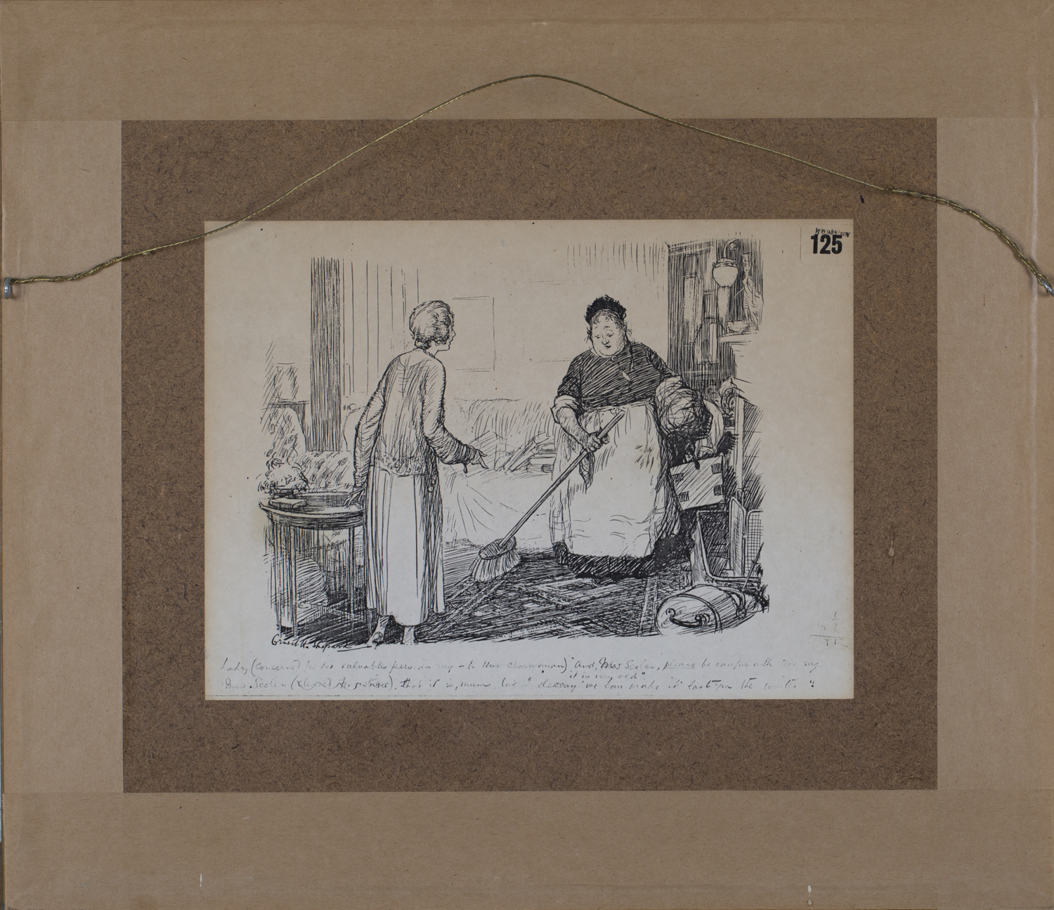 Ernest Howard Shepard - A Lady and a Housemaid in an Interior, 20th century pen and ink, signed, - Image 3 of 3