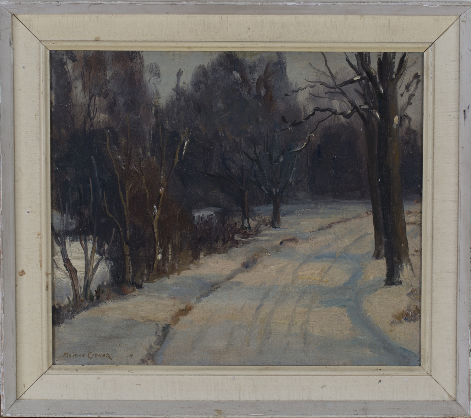 Maurice Codner - Winter Landscape with Evening Sun, 20th century oil on canvas-board, signed