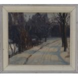 Maurice Codner - Winter Landscape with Evening Sun, 20th century oil on canvas-board, signed