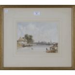 Attributed to Alfred Gomersal Vickers - 'The Ferry', 19th century watercolour, titled verso, 18.