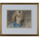 John Stanton Ward - Portrait of a Girl, watercolour with ink, signed and dated 1974, 21.5cm x