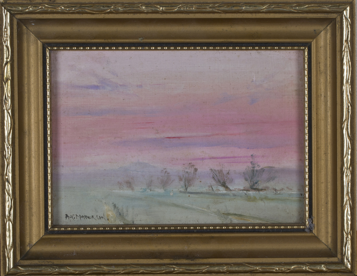 Arthur Karl Maderson - 'Apple Blossom & Sheep', oil on canvas-board, signed recto, titled artist's - Image 3 of 5