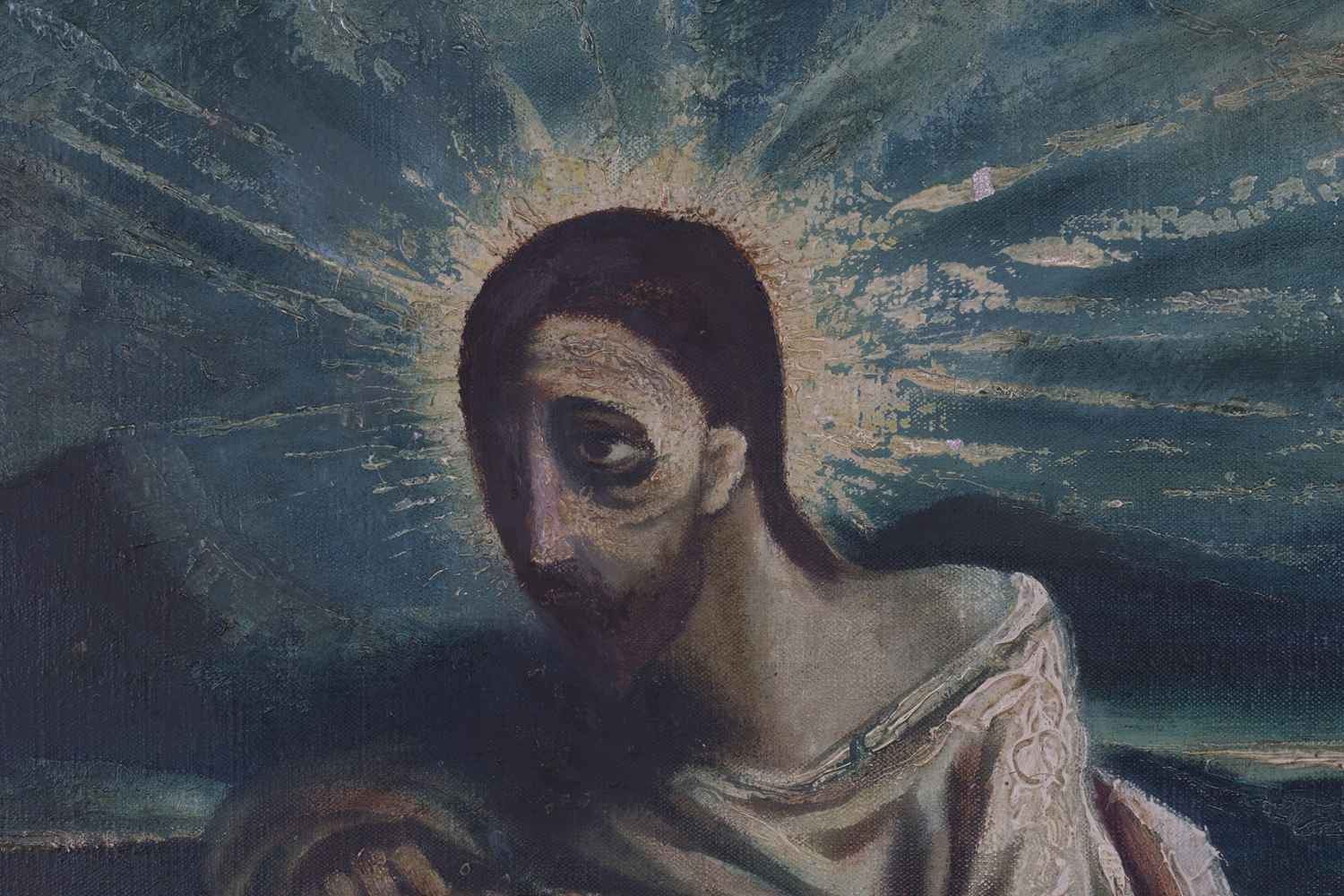 Daniel O'Neill - 'Gethsemane' (Christ reclining in a Landscape), 20th century oil on canvas, - Image 4 of 5
