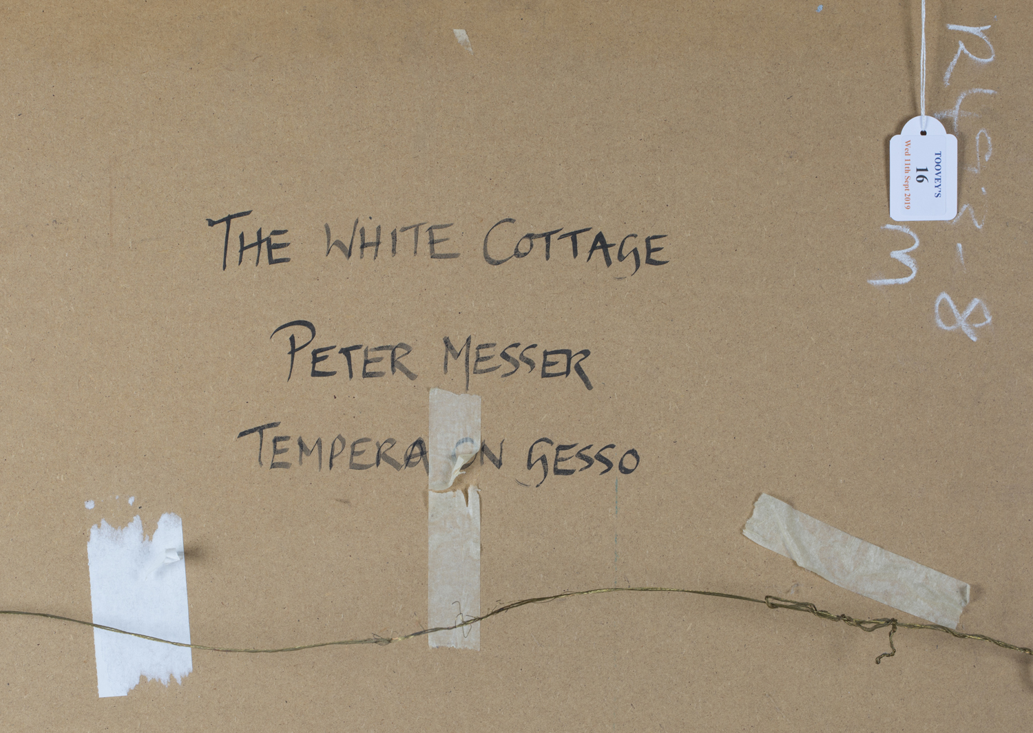 Peter Messer - 'The White Cottage', 20th century tempera on board, signed recto, titled verso, 75. - Image 3 of 4