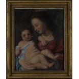 After Peter Paul Rubens - Virgin and Child, 18th century oil on canvas, 59.5cm x 47cm, within a gilt