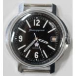 A Russian Vostok stainless steel cased gentleman's wristwatch, the Cyrillic signed black circular
