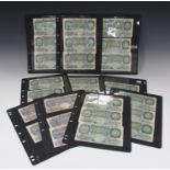 A collection of twenty-three green one pound notes K.O. Peppiatt Chief Cashier, together with five