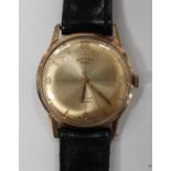 A Rotary 9ct gold circular cased gentleman's wristwatch, the signed silvered dial with gilt Arabic