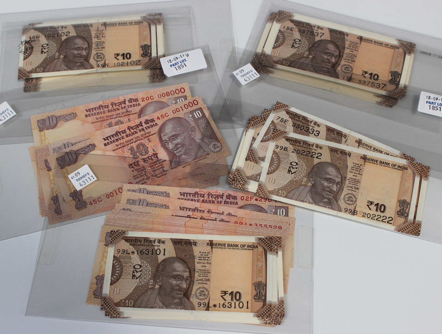 A collection of Indian banknotes.Buyer’s Premium 29.4% (including VAT @ 20%) of the hammer price.