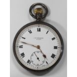 A J.W. Benson silver cased keyless wind open-faced gentleman's pocket watch with a signed gilt