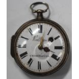 A European keywind open-faced gentleman's pocket watch, the gilt fusee movement signed to the