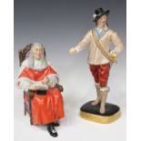 A Royal Worcester porcelain figure Charles I, after Van Dyck, circa 1918, on a gilt decorated square
