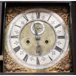 A George III oak longcase clock with eight day movement striking on a bell, the 12-inch square brass