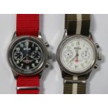 Two Russian Poljot steel cased gentlemen's chronograph wristwatches, each with luminous Arabic