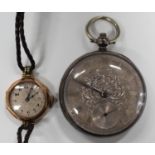 A silver cased keywind open-faced gentleman's pocket watch, the gilt fusee movement with a lever