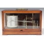 An early 20th century mahogany cased barograph, the lacquered brass recording drum and mechanism