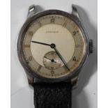 A Longines steel cased gentleman's wristwatch, circa 1942, the signed jewelled movement numbered '