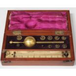 A late Victorian Sykes hydrometer by Buss, 38 Hatton Garden, London, within a mahogany case,