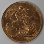 An Edward VII sovereign 1907.Buyer’s Premium 29.4% (including VAT @ 20%) of the hammer price. Lots