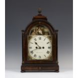 A Regency brass inlaid mahogany bracket clock, the eight day twin fusee movement striking on a