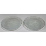 A pair of Art Deco Arrers French opalescent glass dishes, relief moulded to the underside with