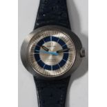 An Omega Dynamic steel oval cased lady's wristwatch, the signed silvered and blue dial with baton