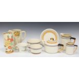 An Art Deco Royal Doulton Marquis pattern part service, 20th century, including teapot, two