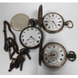 A silver keyless wind half-hunting cased gentleman's pocket watch with a gilt jewelled movement,