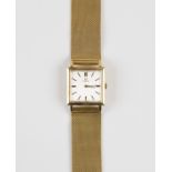 An Omega 18ct gold square cased gentleman's wristwatch, circa 1961, the signed jewelled circular