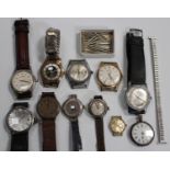 A group of six gentlemen's wristwatches, comprising Lunesa, Roamer, Zentena, Castell Premier,