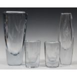 Four Scandinavian glass vases by Stromberg, mid-20th century, comprising two hexagonal smaller
