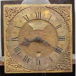 A mid-18th century oak longcase clock with thirty hour movement striking on a bell, the 10-inch