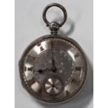 A silver cased keywind open-faced gentleman's pocket watch, the gilt fusee movement with a lever