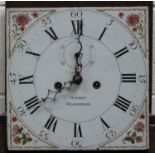 A George III oak longcase clock with eight day movement striking on a bell, the painted square