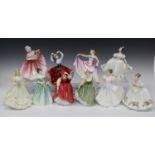 Ten Royal Doulton figures, comprising, 'Elaine', HN3307, 'Bride (Ivory)', HN3285, 'Samantha',