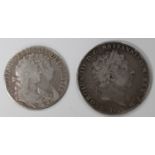 A William and Mary half-crown 1689 and a George III crown 1820, the edge detailed 'LX'.Buyer’s